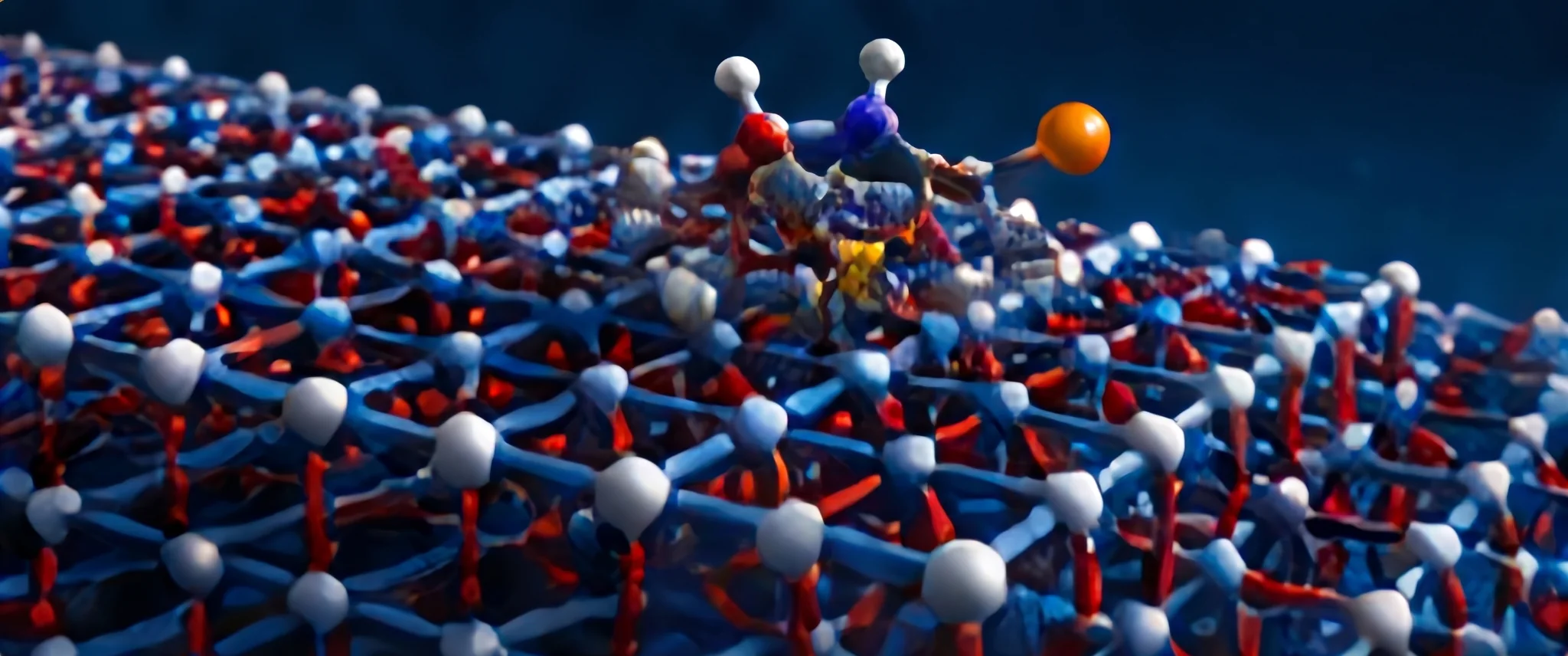 Molecular model on a nanostructured material surface