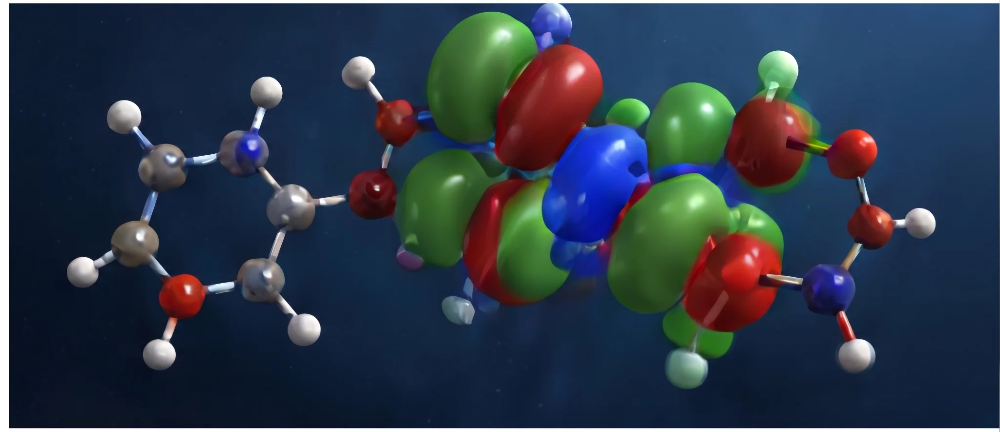 Molecular orbital visualization of an organic molecule