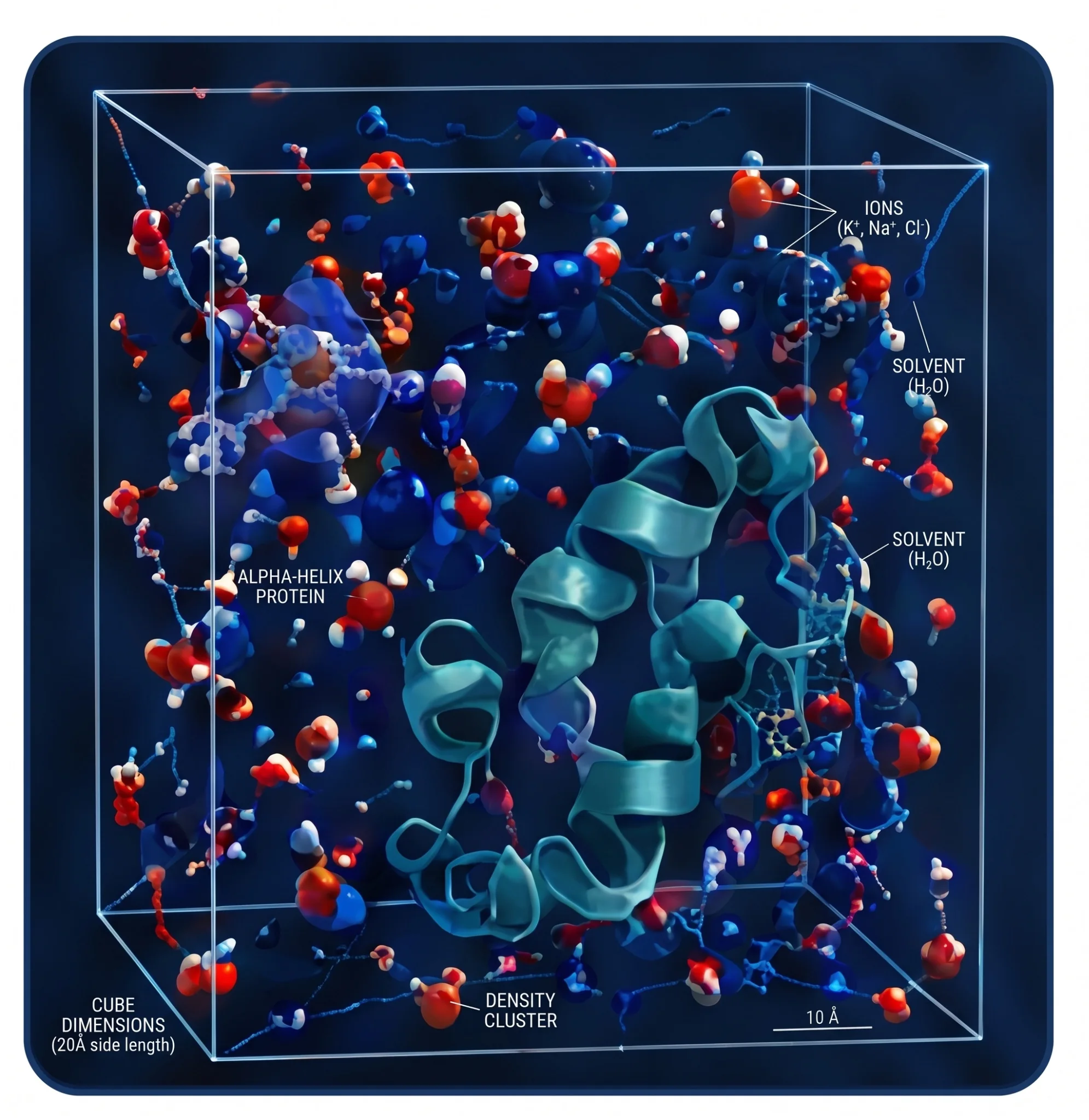 Molecular dynamics simulation of a solvated biomolecular system